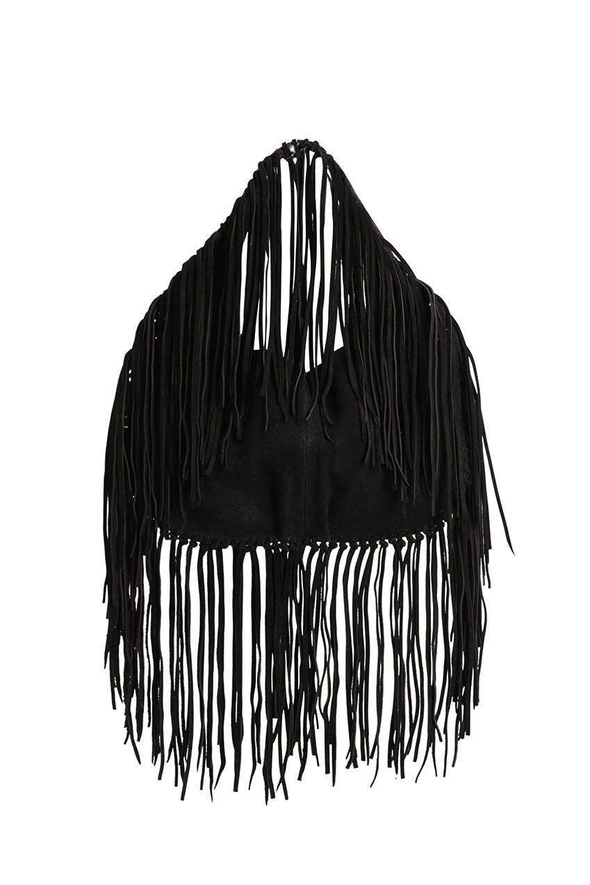 Stella Fringe Bag | Black Suede - The Bali Tailor
