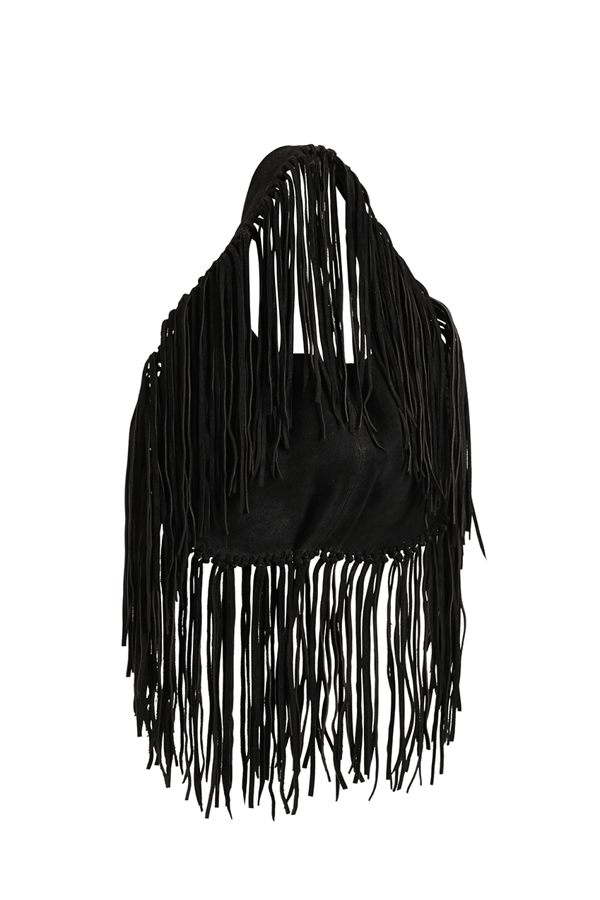 Stella Fringe Bag | Black Suede - The Bali Tailor