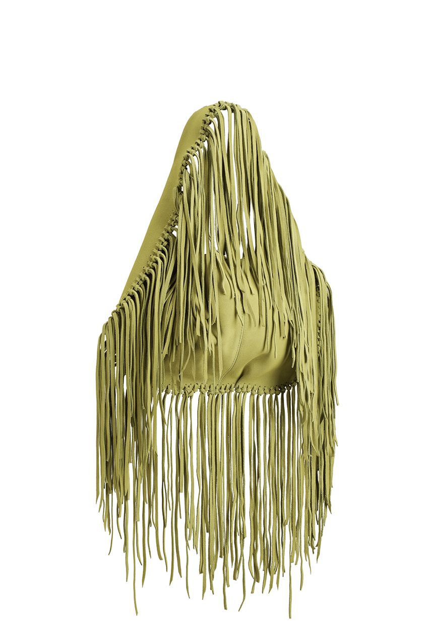 Stella Fringe Bag | Lime Green Suede - The Bali Tailor