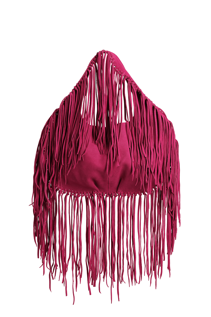 Stella Fringe Bag | Pink Suede - The Bali Tailor