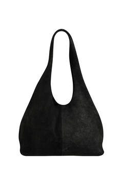 black suede slouch bag