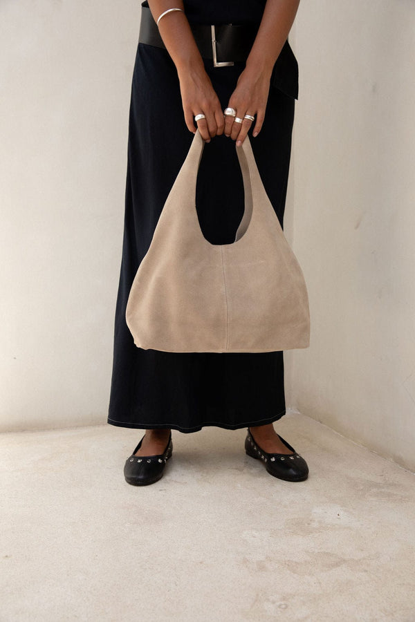 The Clover Slouch Mini - Stone Suede - The Bali Tailor
