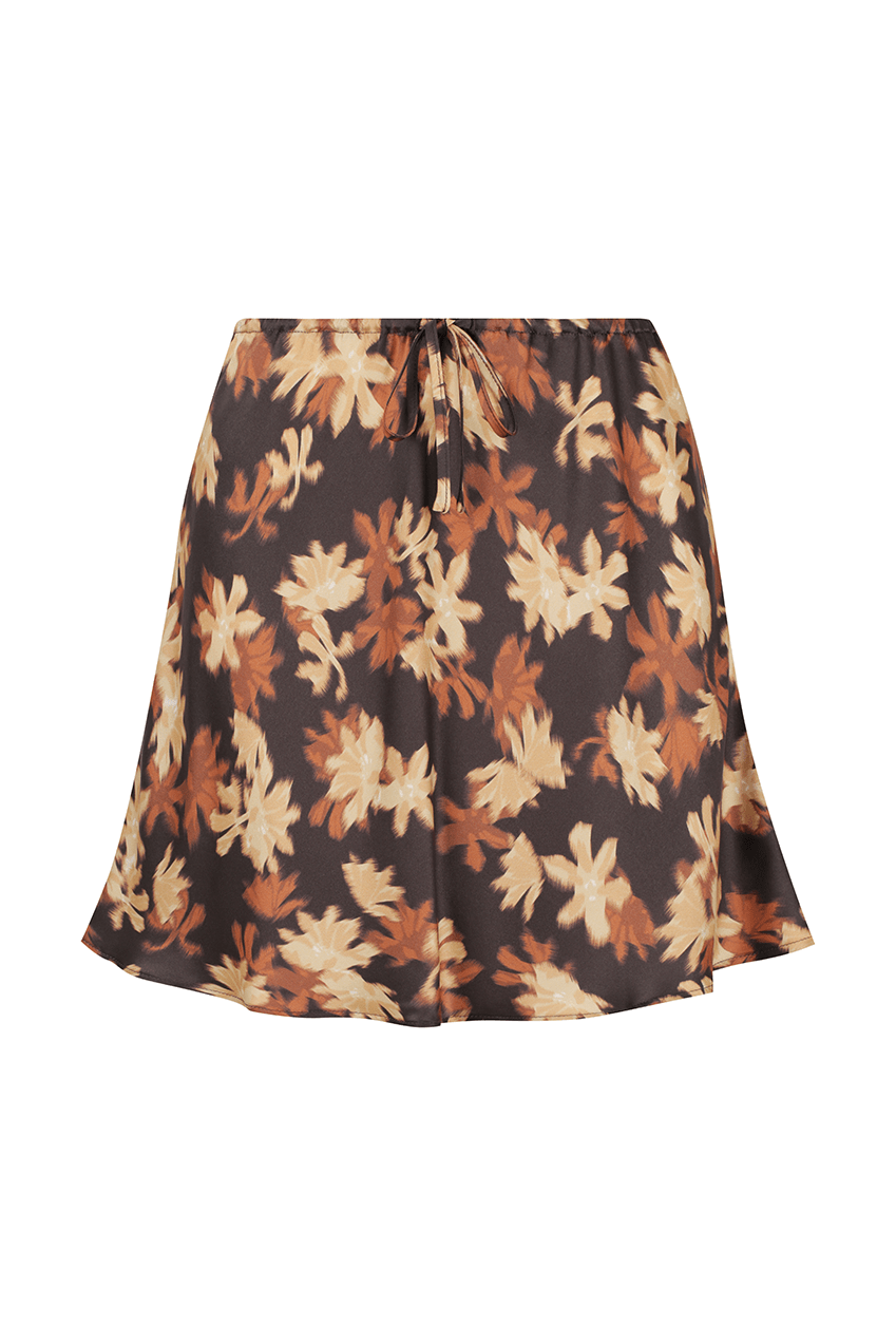 The Elka Mini Skirt | Choc Creme Floral - The Bali Tailor