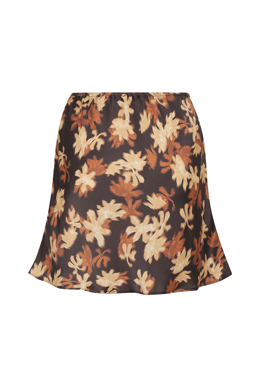 The Elka Mini Skirt | Choc Creme Floral - The Bali Tailor