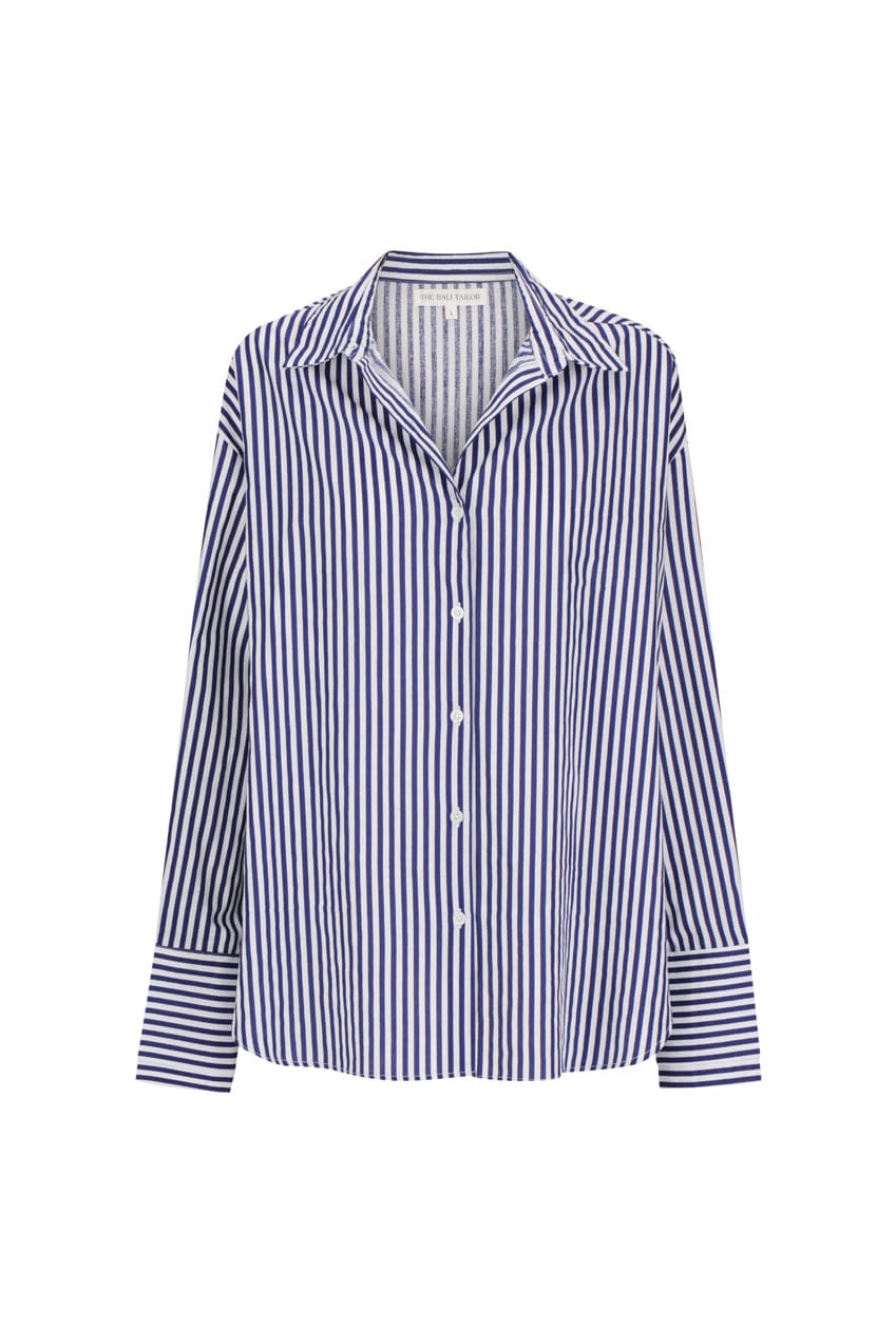 The Farrah Shirt | Blue & White Stripe - The Bali Tailor