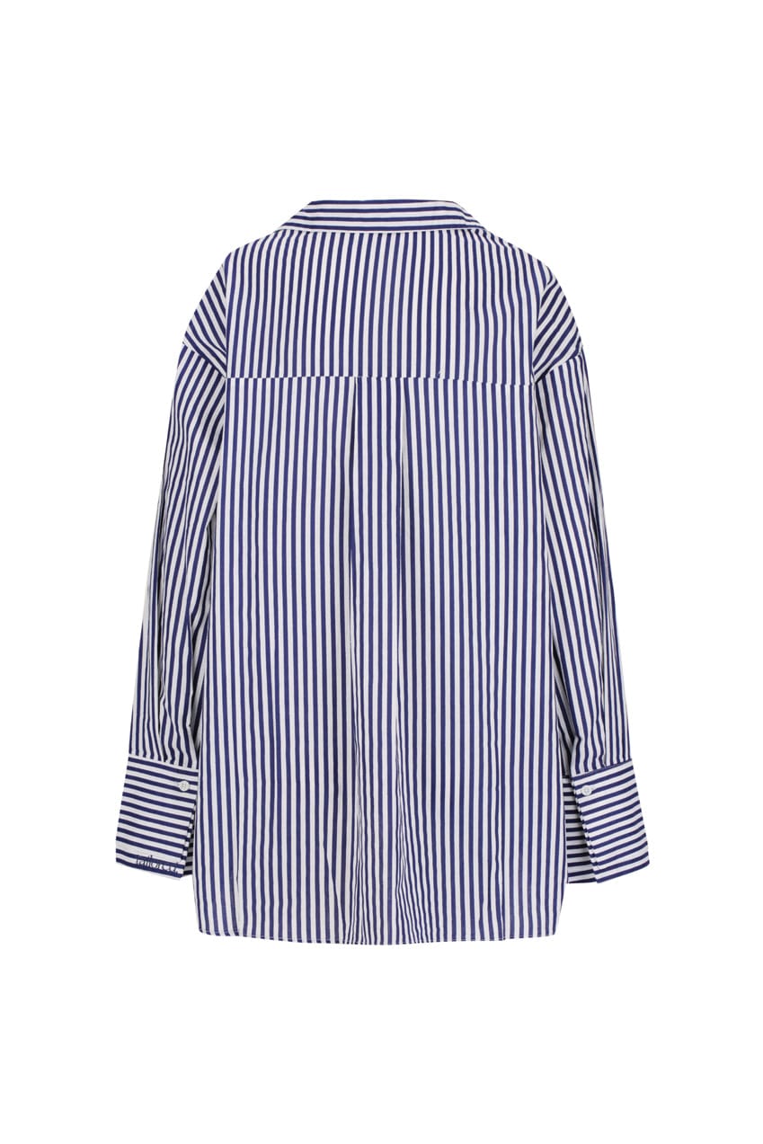 The Farrah Shirt | Blue & White Stripe - The Bali Tailor