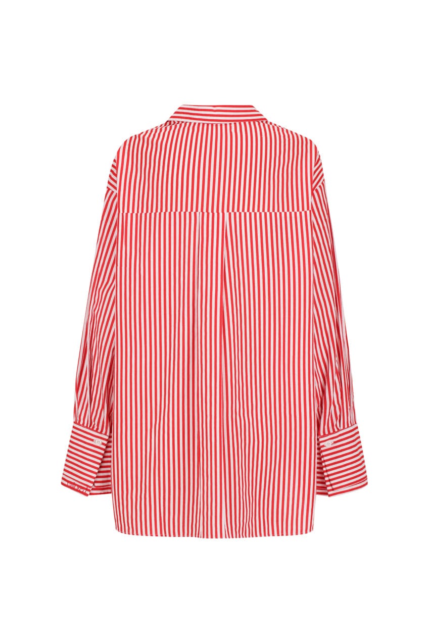 The Farrah Shirt | Red & White Stripe - The Bali Tailor