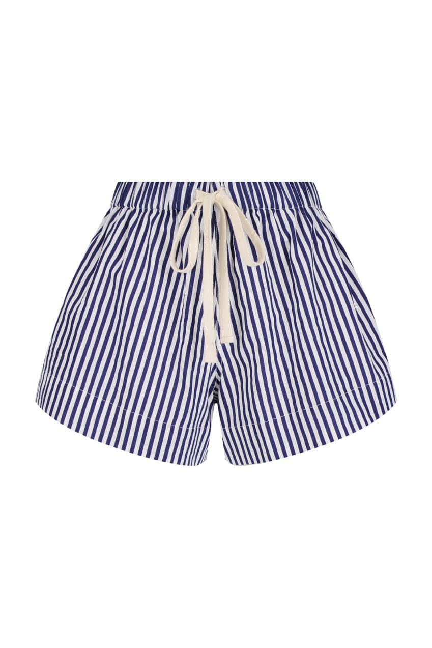 The Farrah Short | Blue & White Stripe - The Bali Tailor