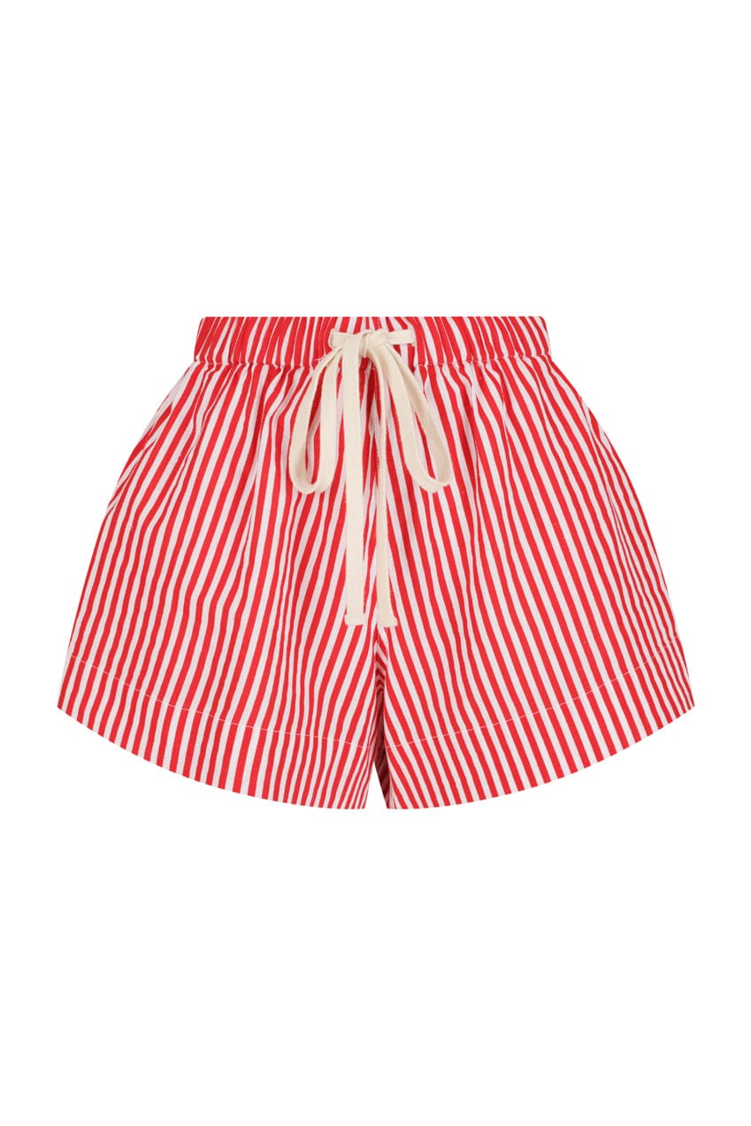 The Farrah Short | Red & White Stripe - The Bali Tailor