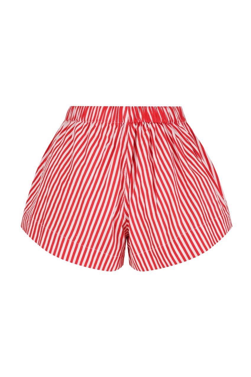 The Farrah Short | Red & White Stripe - The Bali Tailor