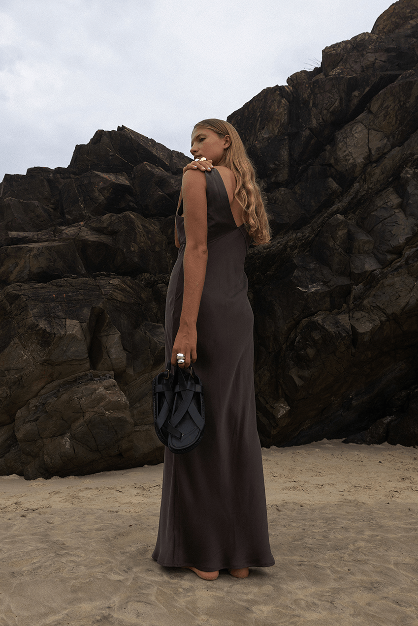 The Georgette Maxi Dress Chocolate The Bali Tailor