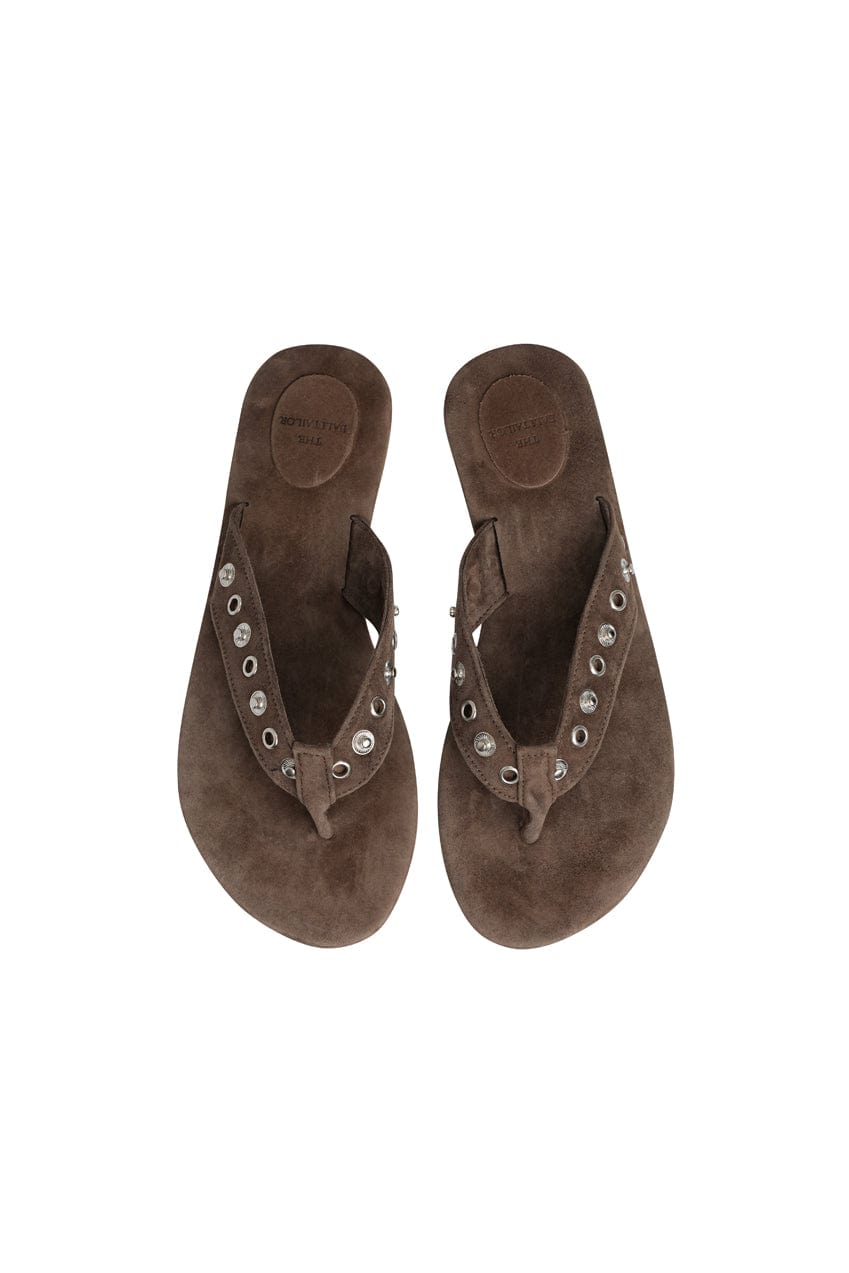 The Iro Studded Thong | Cocoa Suede - The Bali Tailor