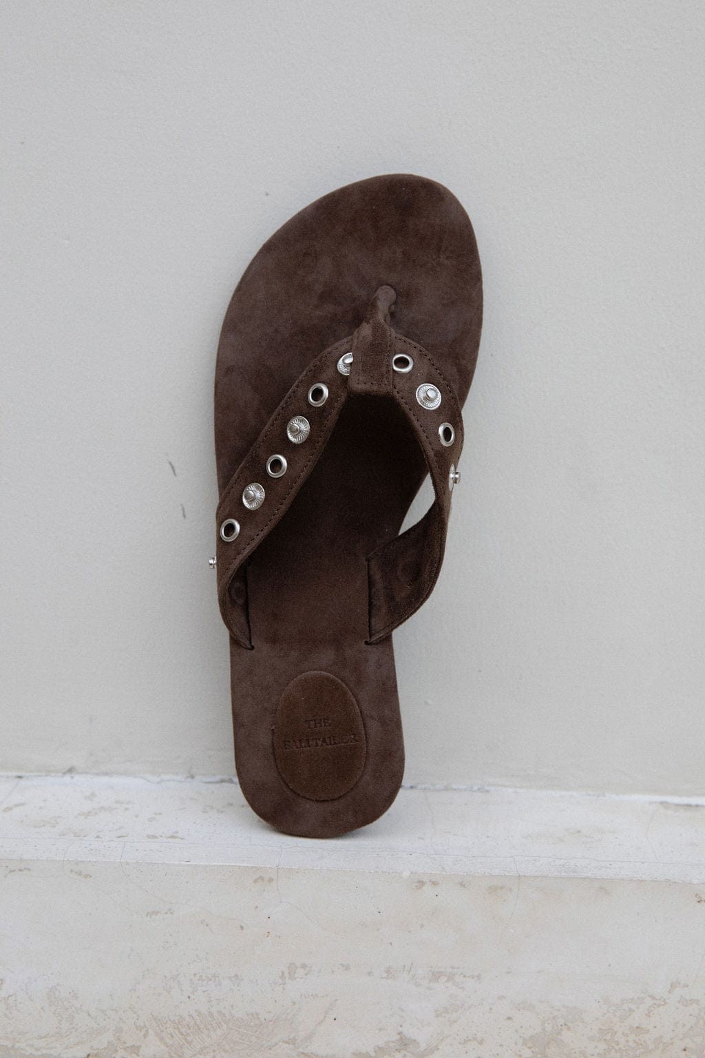 The Iro Studded Thong | Cocoa Suede - The Bali Tailor