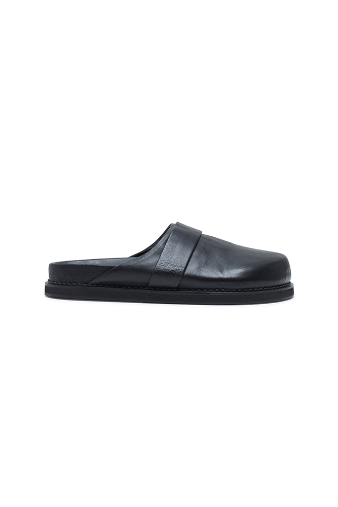 The Luca Slide | Black Leather - The Bali Tailor