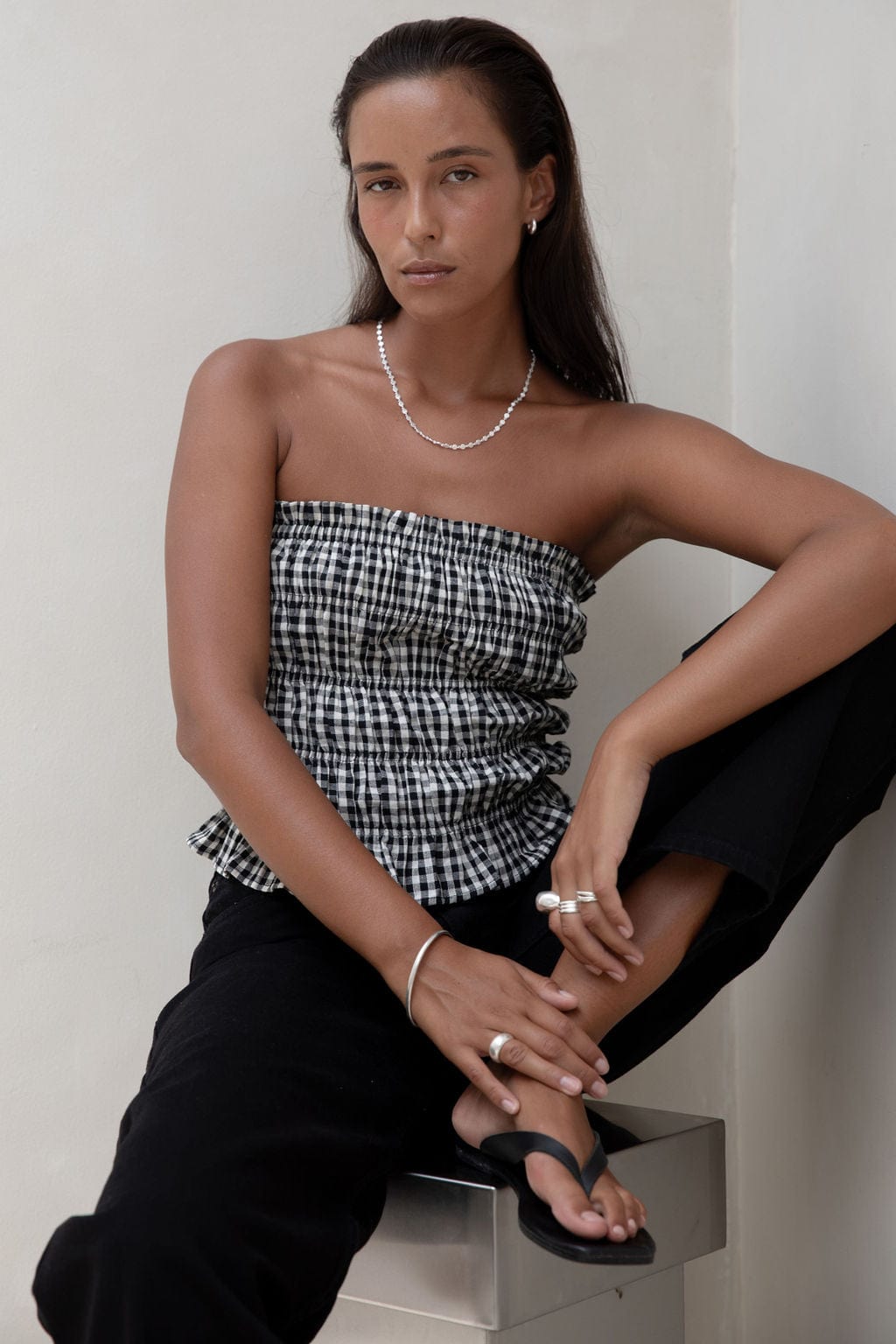 The Maie Tube Top | Gingham - The Bali Tailor