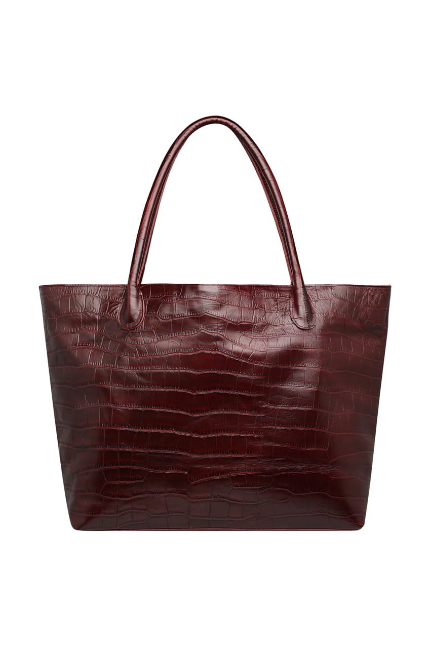 The Nyra Tote Bag | Burgundy Croc - The Bali Tailor