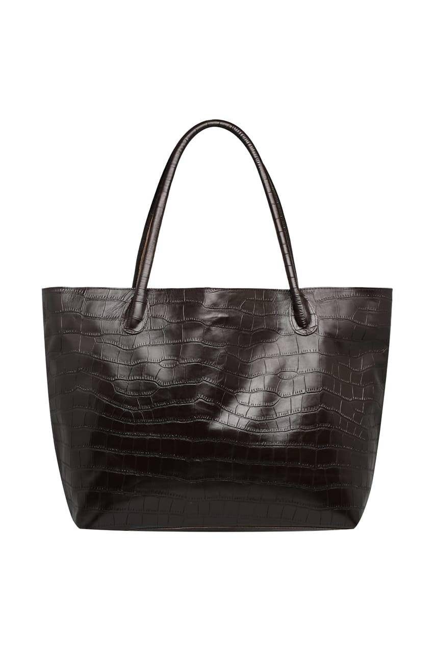 The Nyra Tote Bag | Chocolate Croc - The Bali Tailor