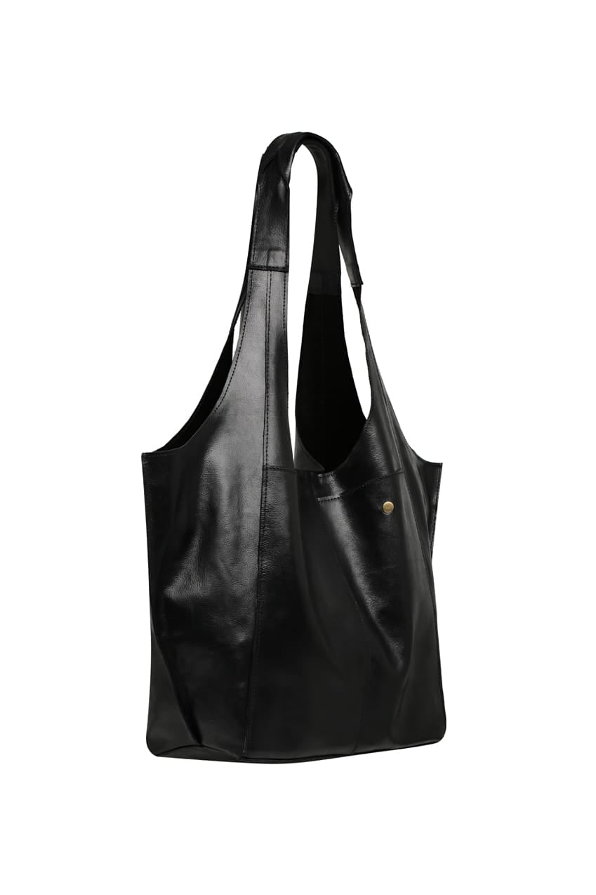 The Sutton Tote Bag | Black Leather - The Bali Tailor
