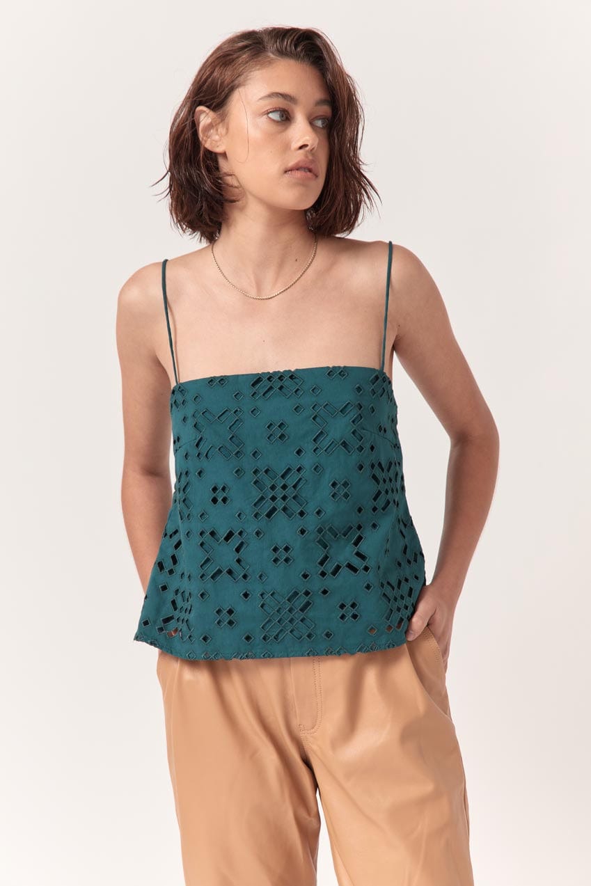 The Anglaise Cami | Teal - The Bali Tailor