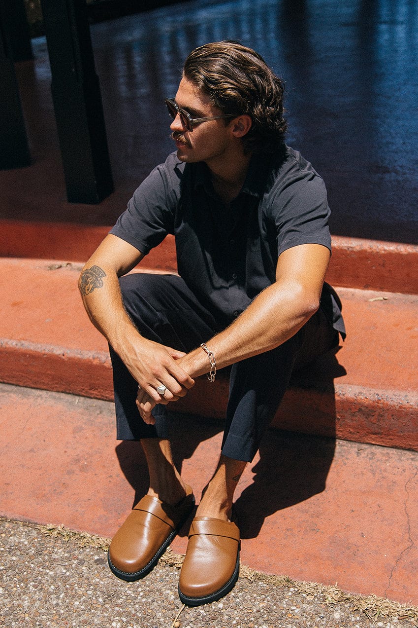 The Luca Slide | Dark Tan | The Bali Tailor | Image 1