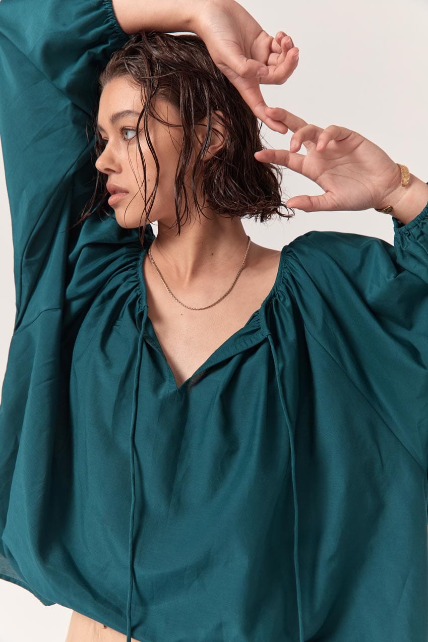 The Maison Blouse | Teal - The Bali Tailor