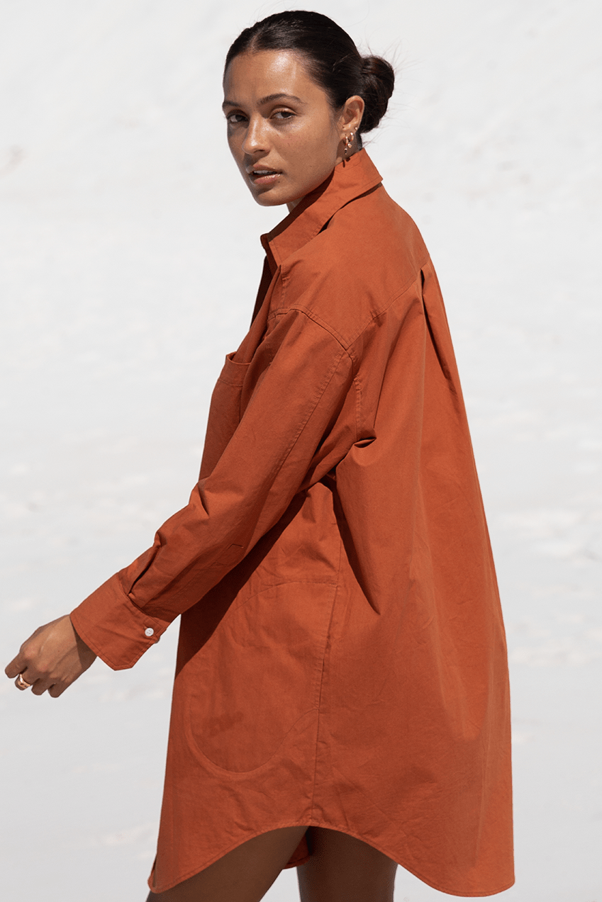 The Riley Shirt Dress Rust The Bali Tailor