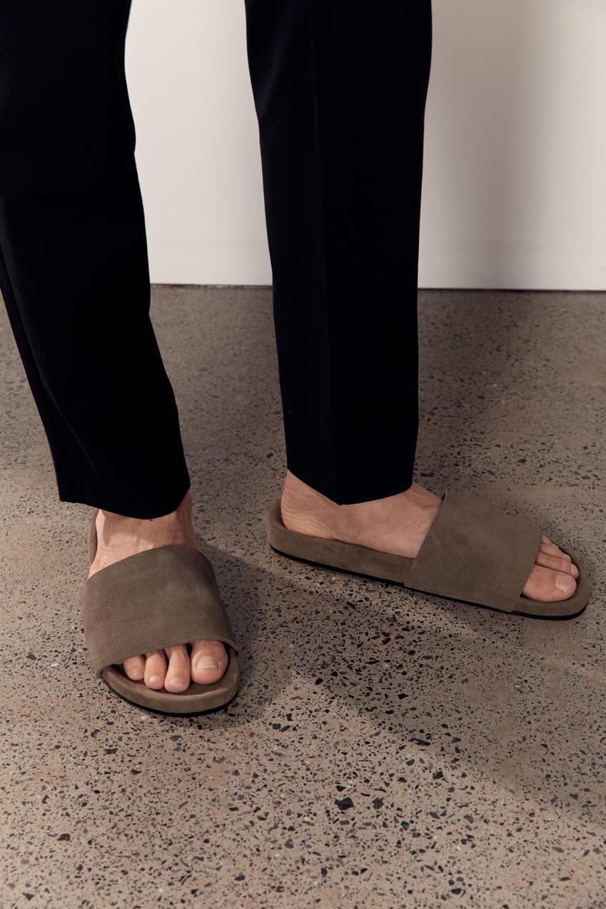 The Tom Slide | Olive Suede - The Bali Tailor